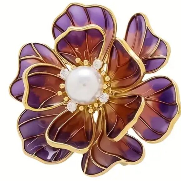 Fashion Jewelry Jewelry - 🌺 🌺 🌺Stunning Purple and Gold Floral Brooch